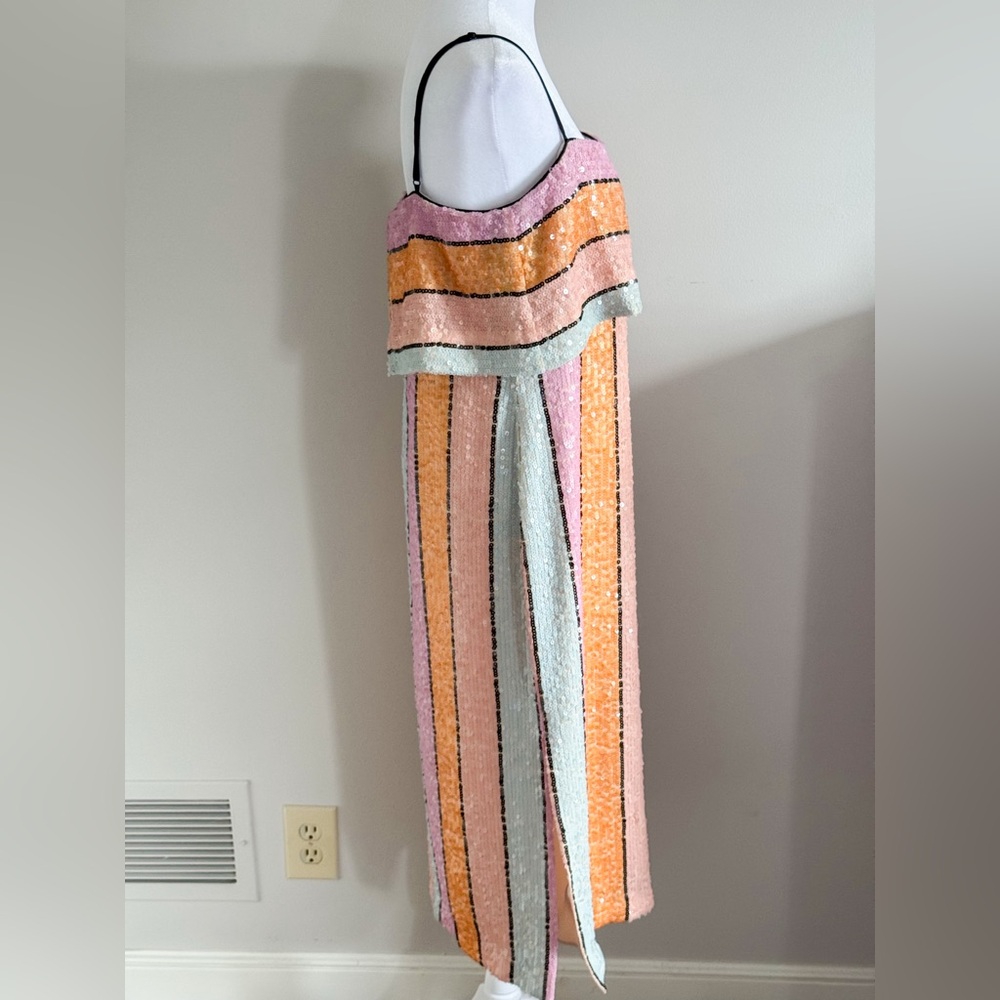 Gianni Bini Pastel Stripe Midi Dress in Pink, Yellow, White - Picture 5 of 13